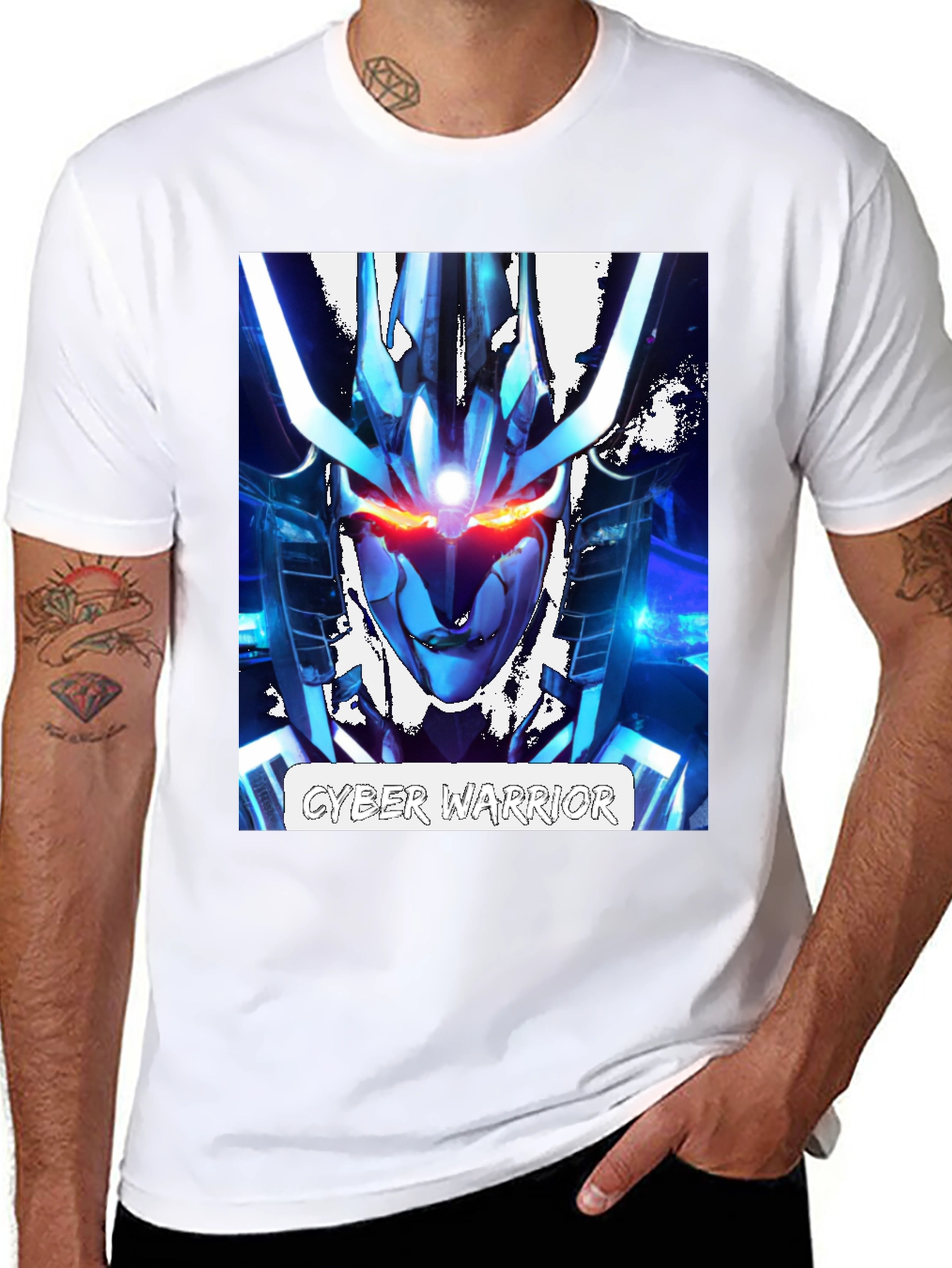 Cyber Warrior Graphic T-Shirt - Sci-Fi Style