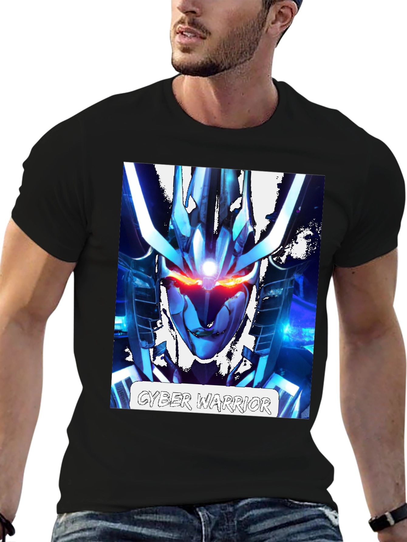 Cyber Warrior Graphic T-Shirt - Sci-Fi Style