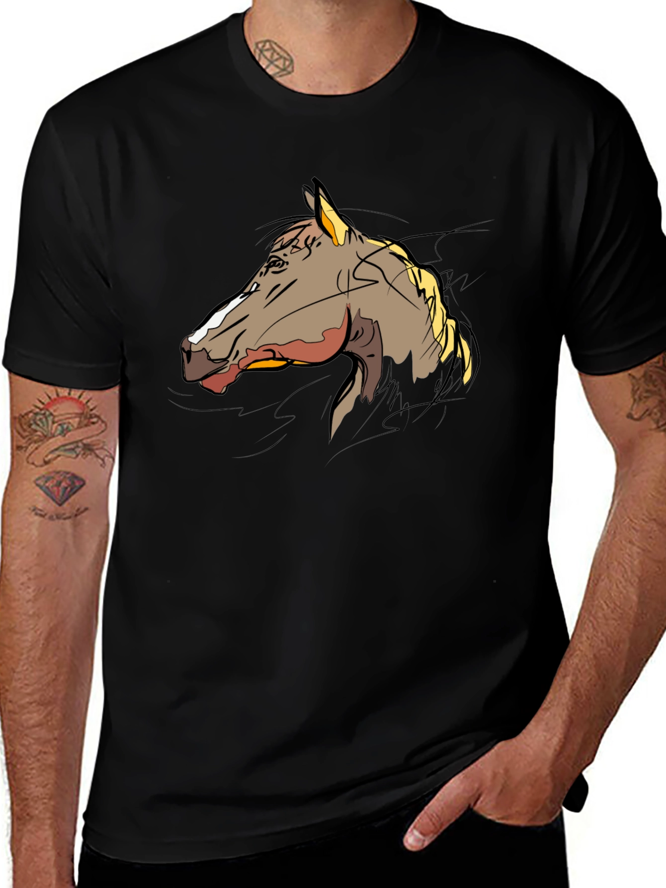 Horse Graphic T-Shirt - Stylish Black Tee