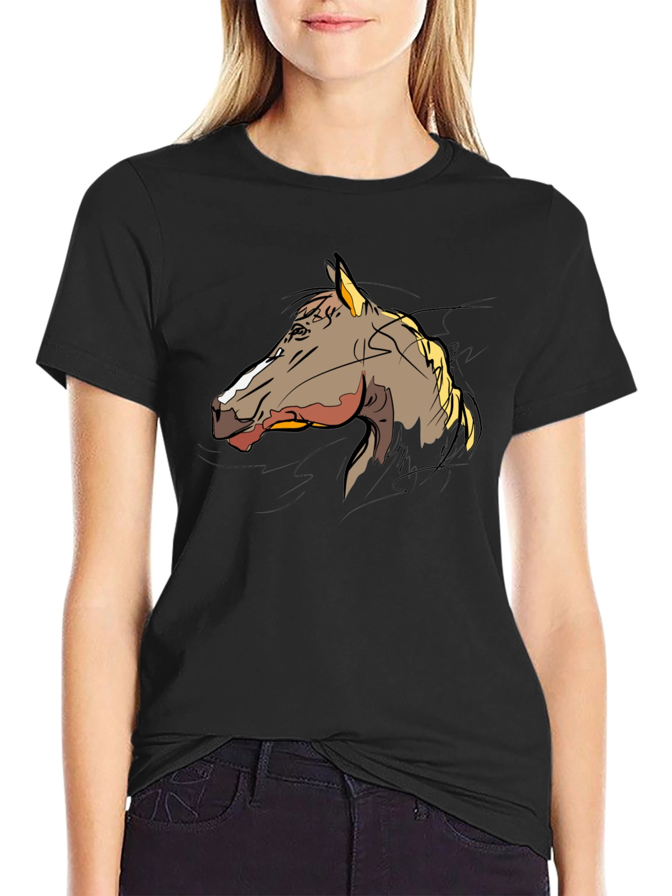 Horse Graphic T-Shirt - Stylish Black Tee