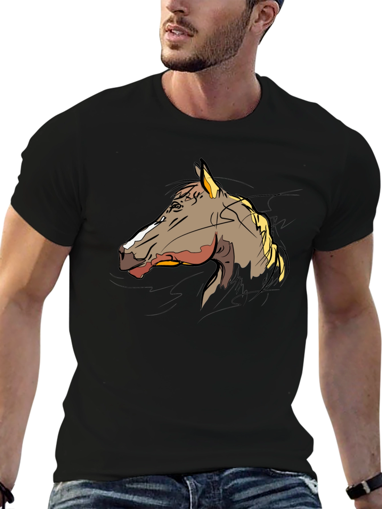Horse Graphic T-Shirt - Stylish Black Tee