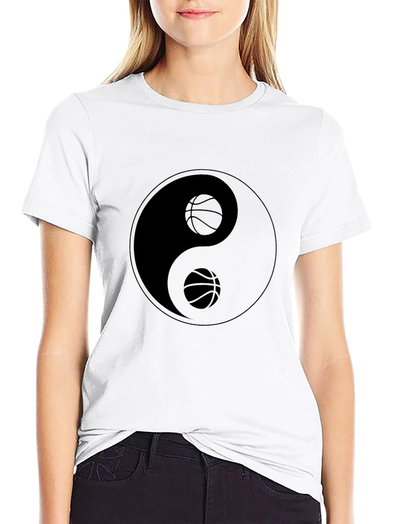 Yin Yang Basketball Graphic T-Shirt
