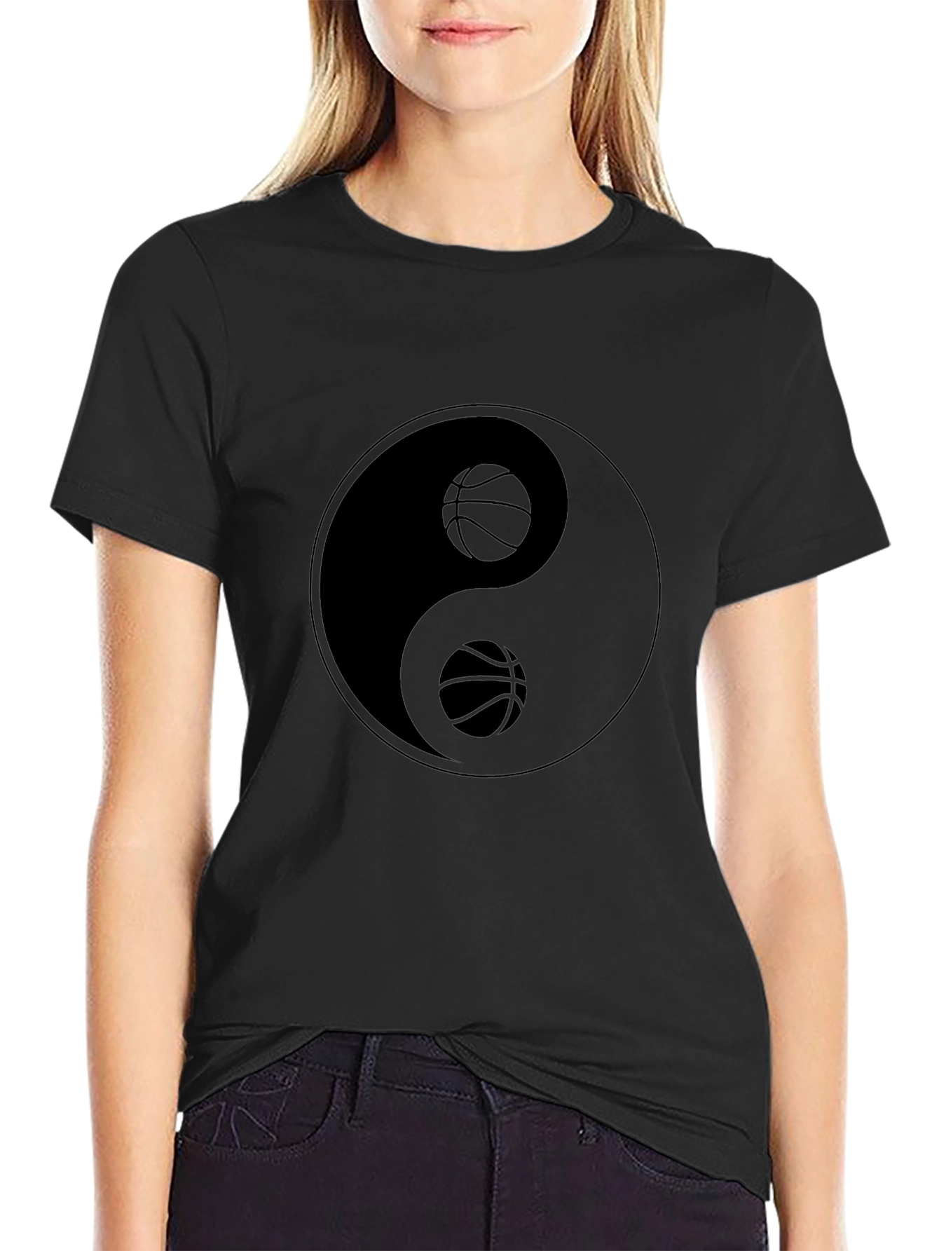 Yin Yang Basketball Graphic T-Shirt