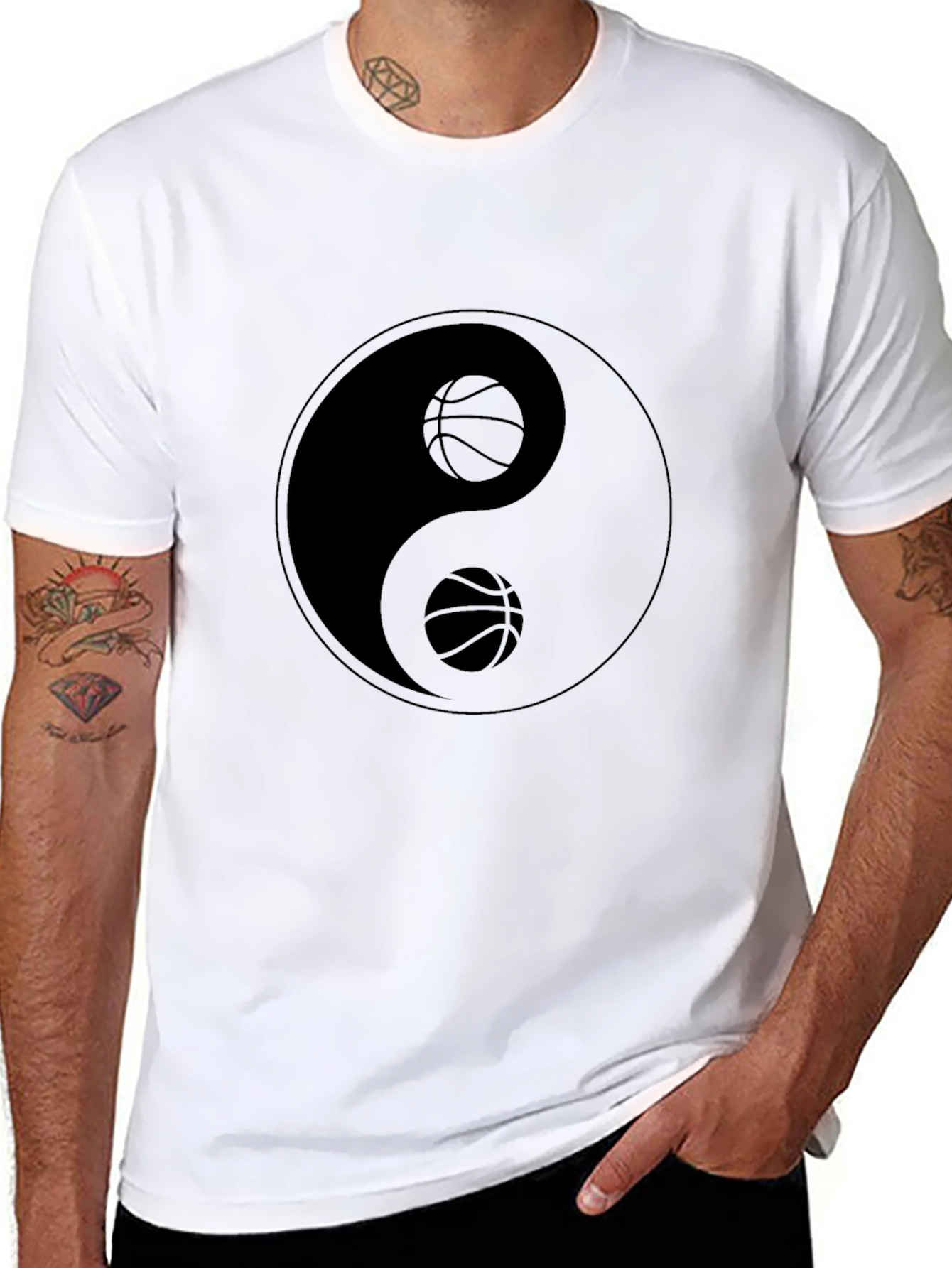 Yin Yang Basketball Graphic T-Shirt