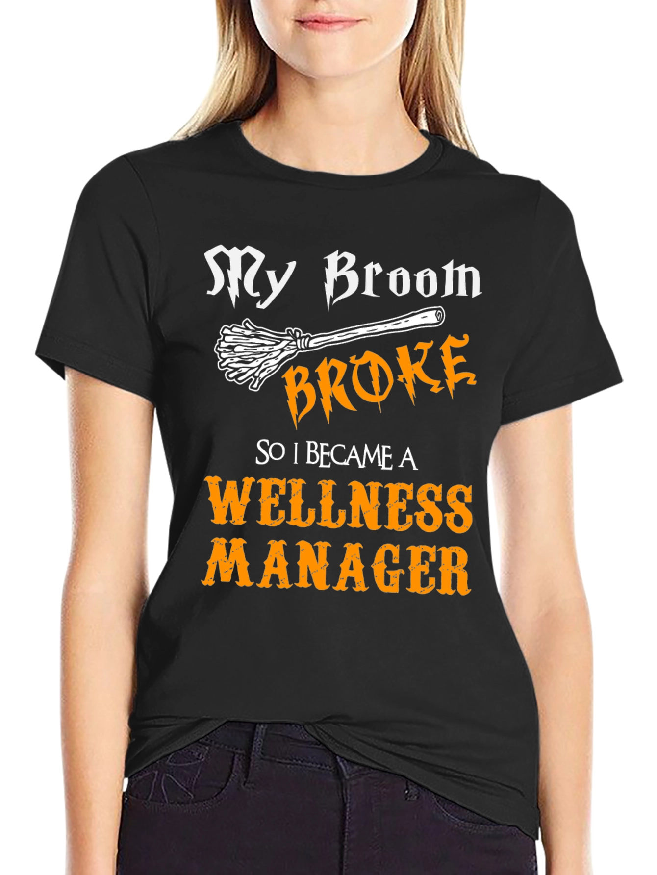 Wellness Manager Halloween T-Shirt - Broken Broom