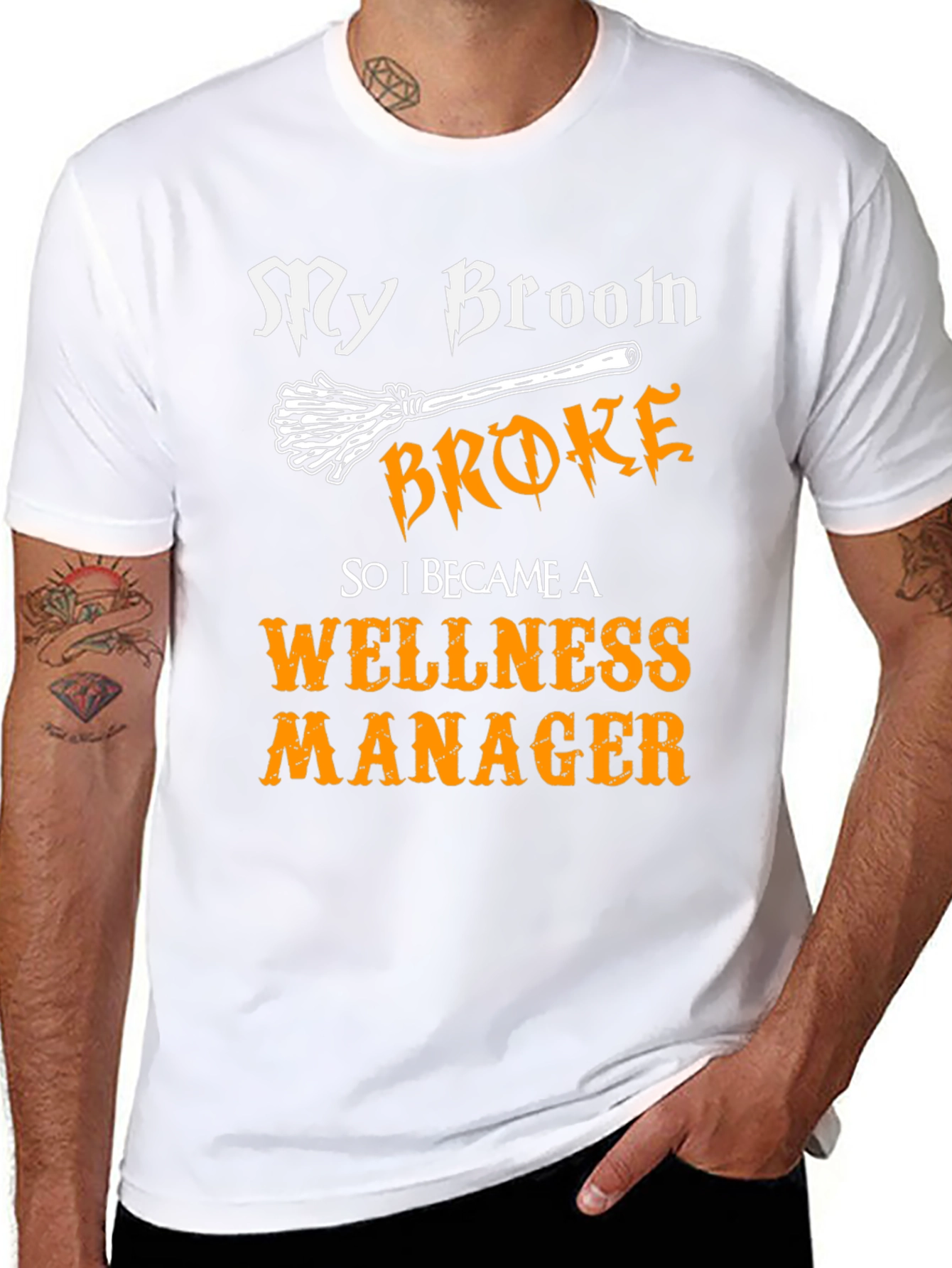 Wellness Manager Halloween T-Shirt - Broken Broom