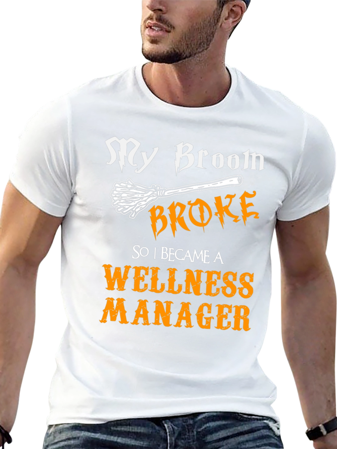 Wellness Manager Halloween T-Shirt - Broken Broom