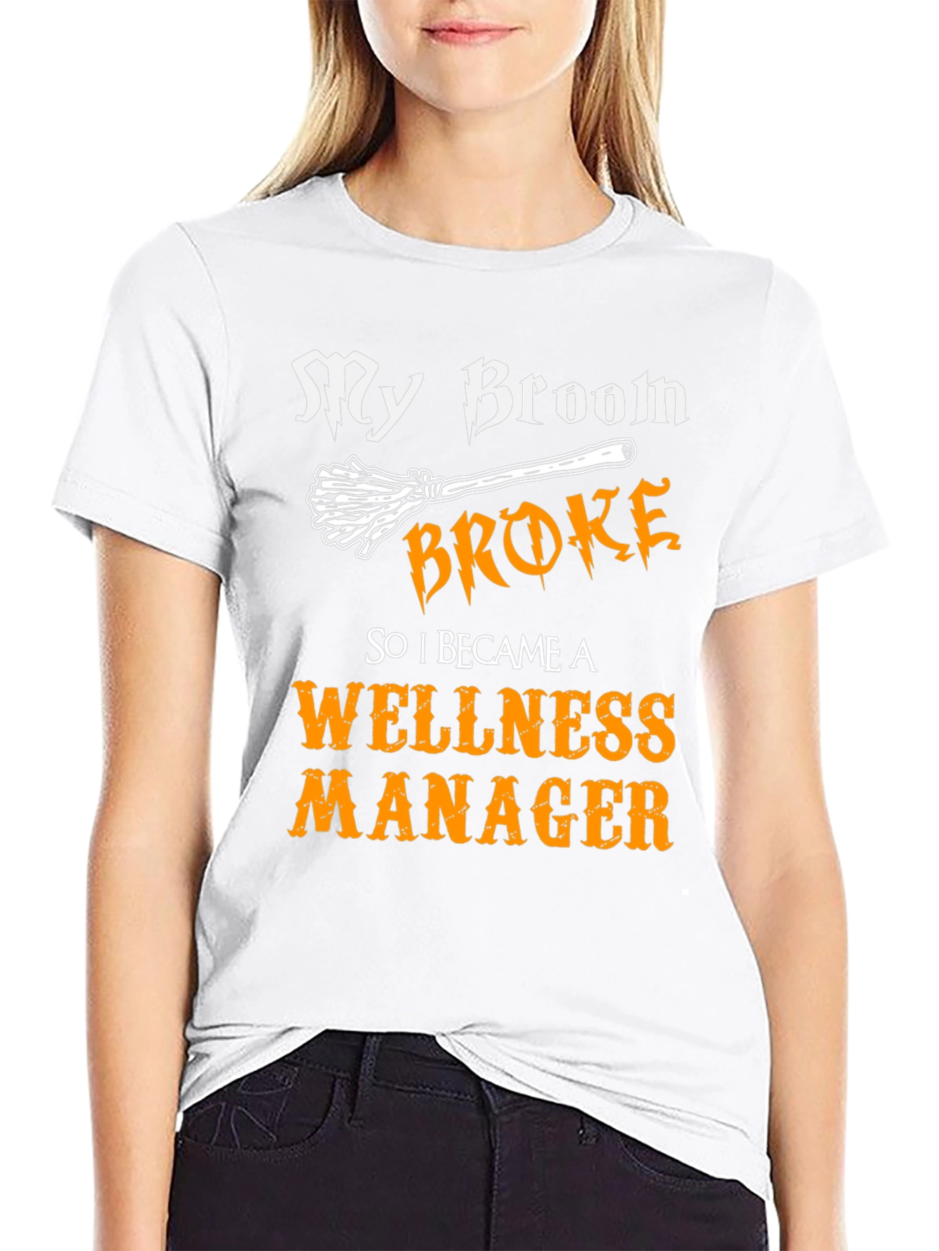 Wellness Manager Halloween T-Shirt - Broken Broom