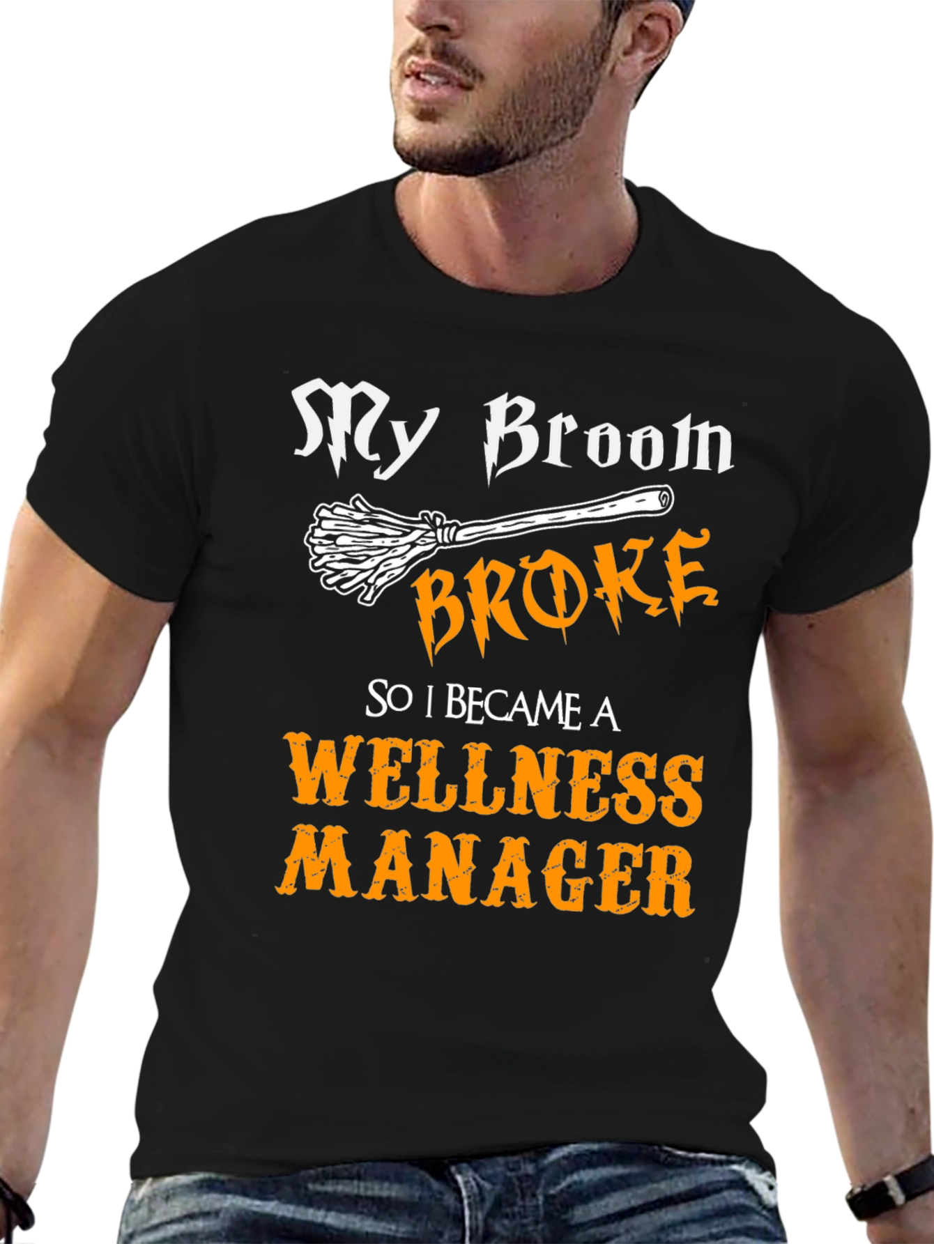 Wellness Manager Halloween T-Shirt - Broken Broom