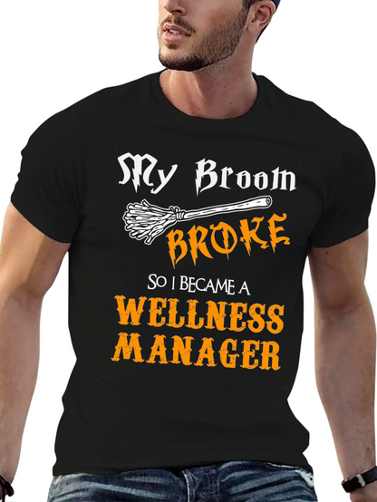 Wellness Manager Halloween T-Shirt - Broken Broom