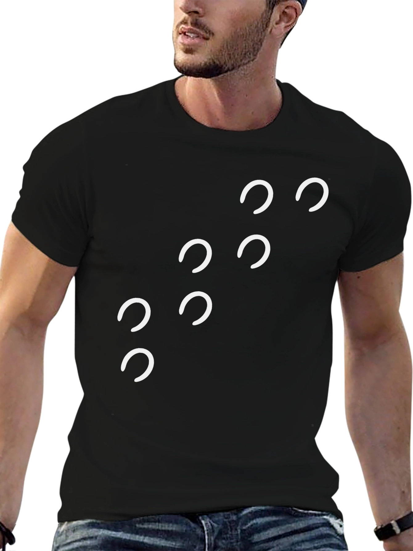 Modern Horseshoe Print Black T-Shirt