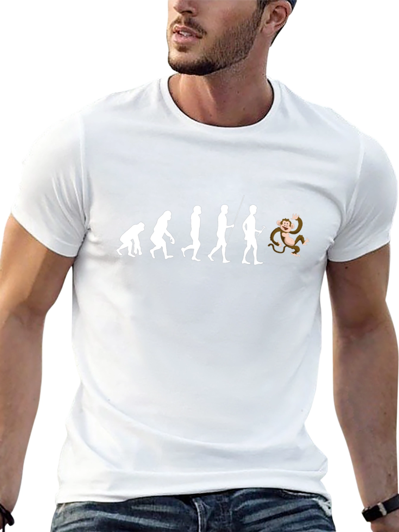 Evolution Monkeying Around Black T-Shirt