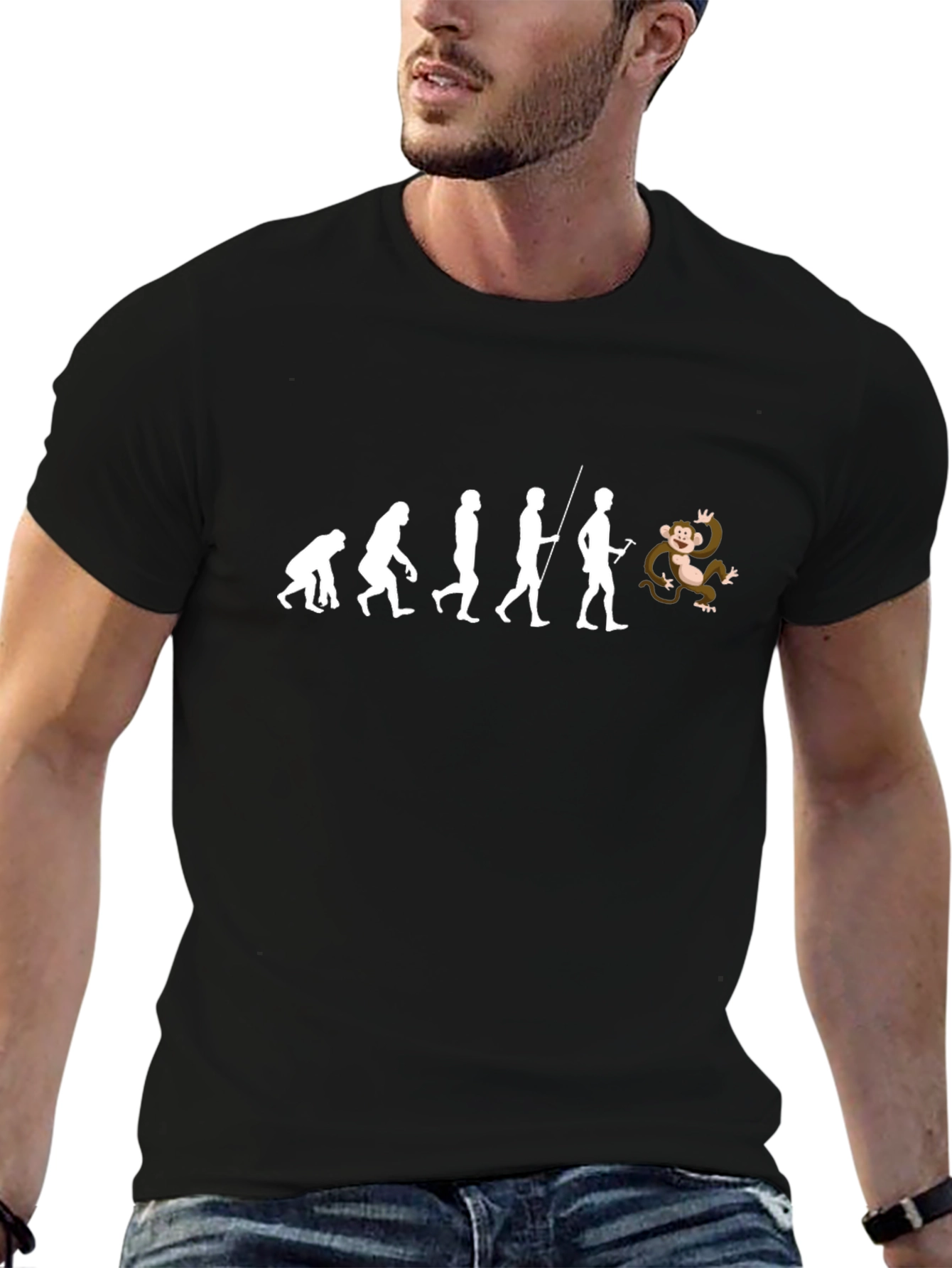 Evolution Monkeying Around Black T-Shirt