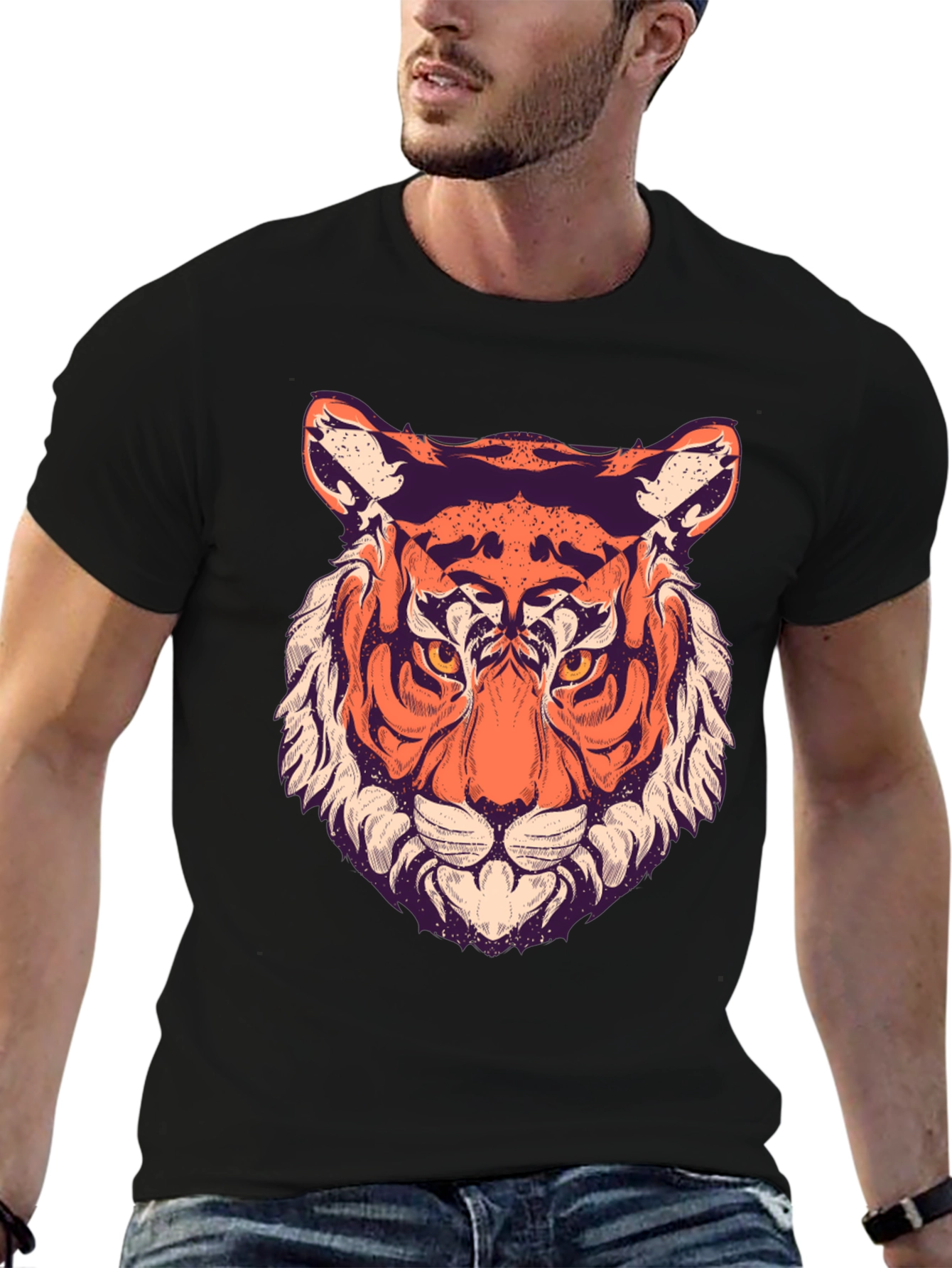 Cool Tiger Graphic Black T-Shirt