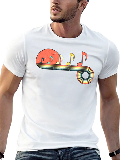 Retro Music Note Graphic Tee - Black