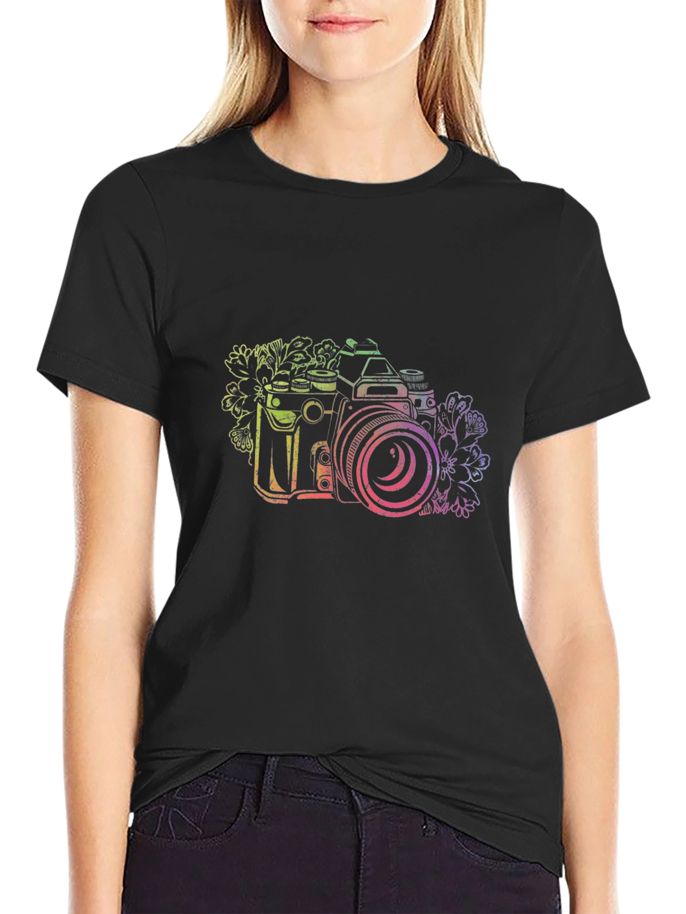 Camera Graphic Tee - Black Cotton