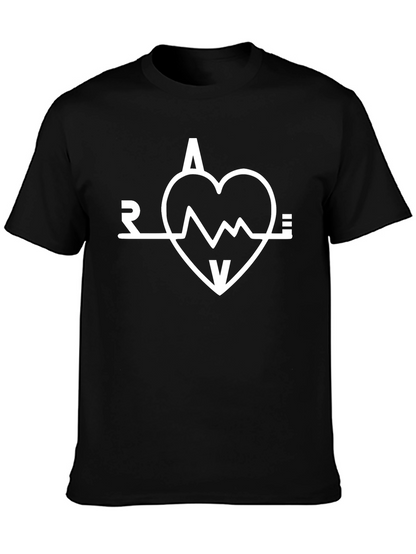Rave Heartbeat Graphic Tee - Black Cotton Blend Shirt
