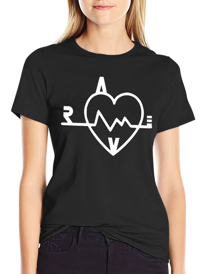 Rave Heartbeat Graphic Tee - Black Cotton Blend Shirt