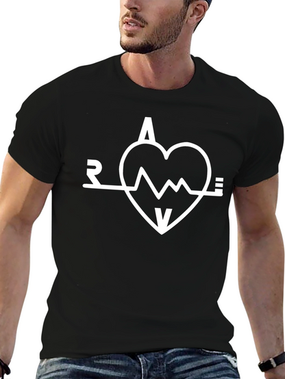Rave Heartbeat Graphic Tee - Black Cotton Blend Shirt
