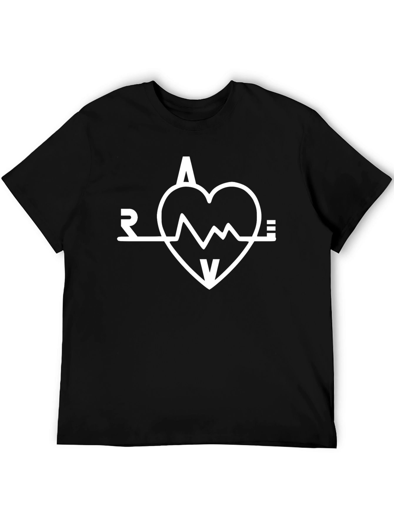 Rave Heartbeat Graphic Tee - Black Cotton Blend Shirt