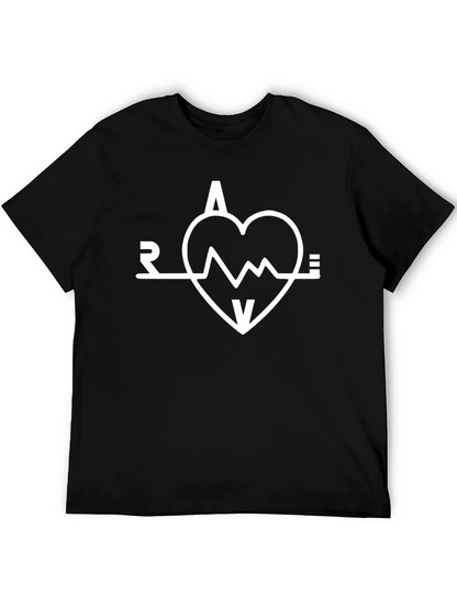 Rave Heartbeat Graphic Tee - Black Cotton Blend Shirt