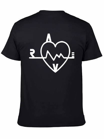 Rave Heartbeat Graphic Tee - Black Cotton Blend Shirt