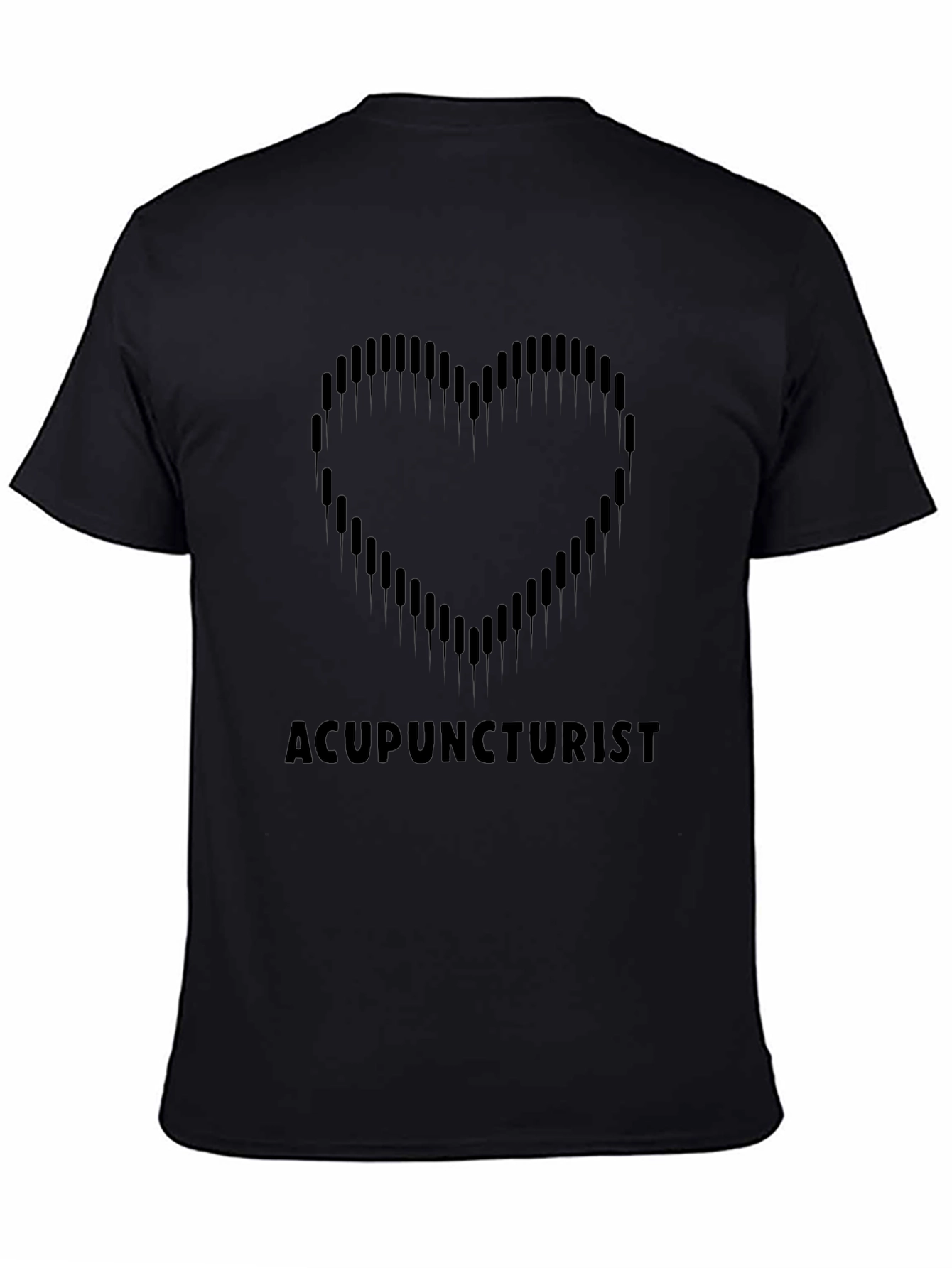 Acupuncturist Heart Graphic Black T-Shirt