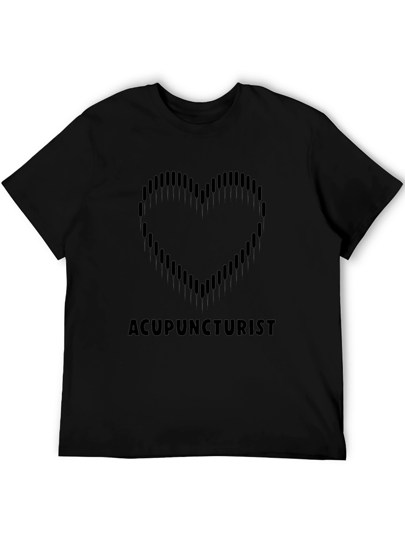 Acupuncturist Heart Graphic Black T-Shirt