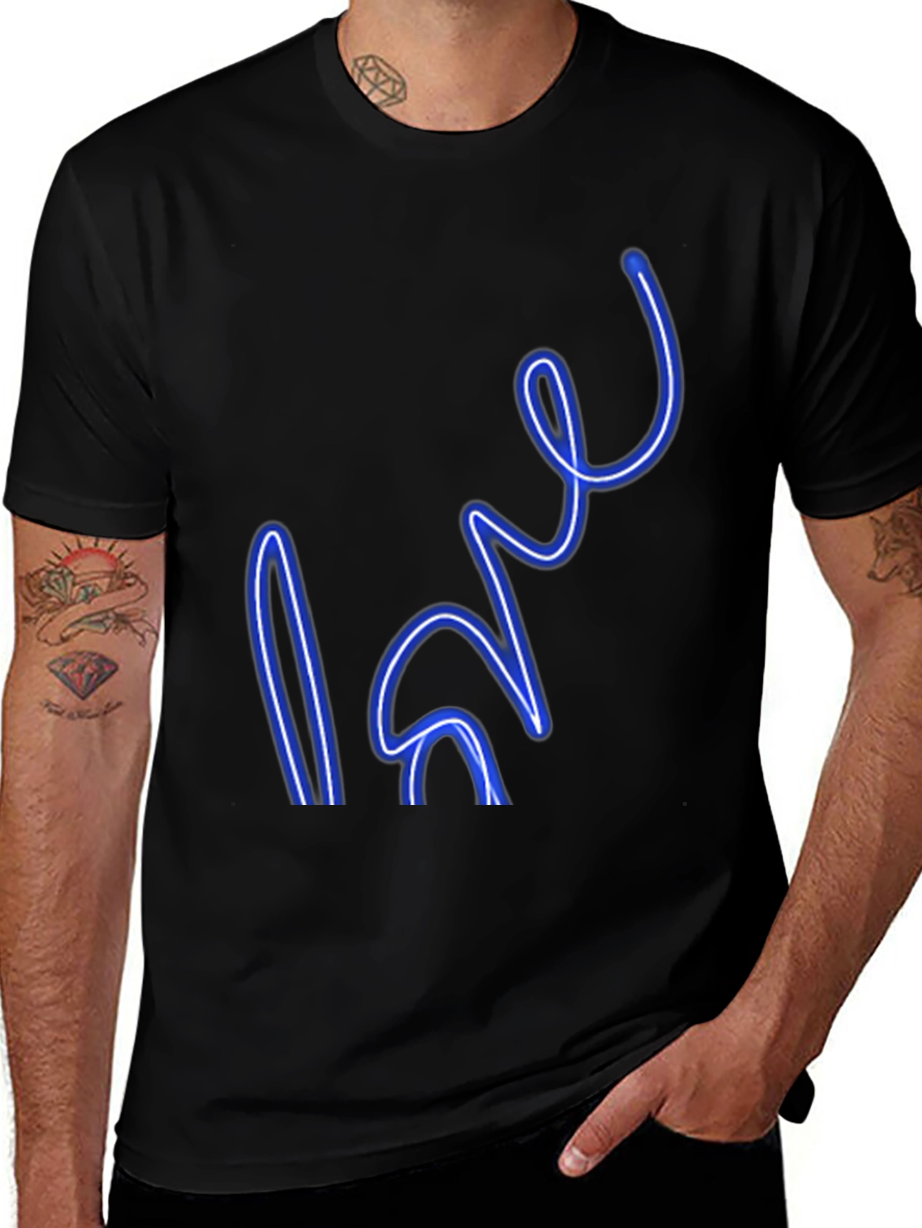 Neon Love Graphic Black T-Shirt