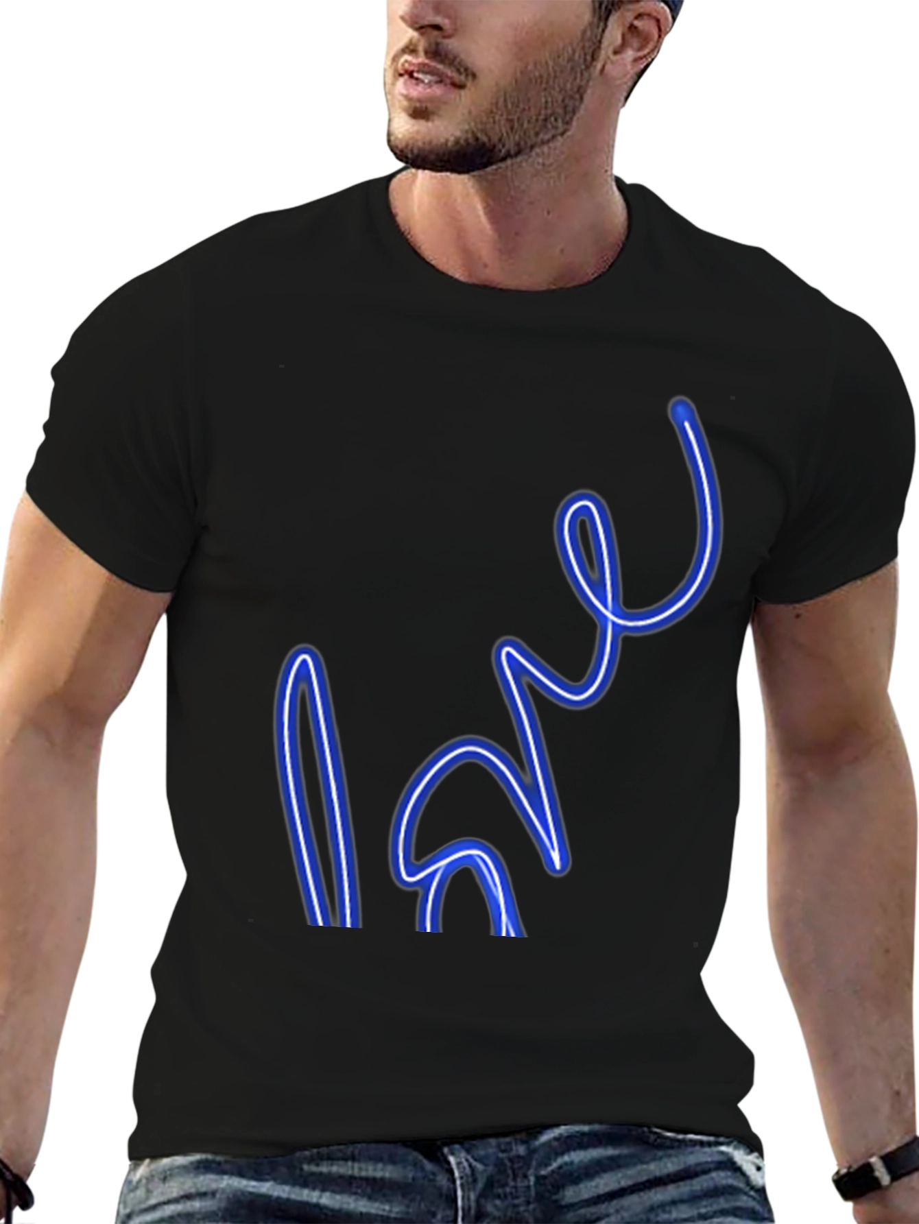 Neon Love Graphic Black T-Shirt