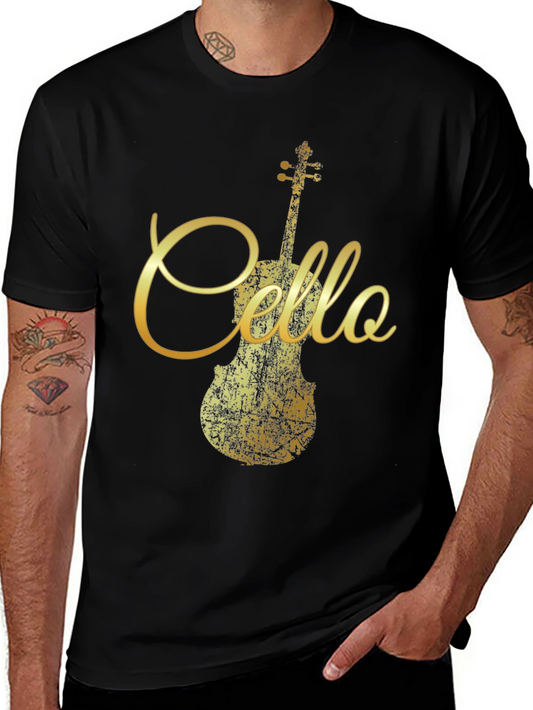 Cello Graphic Tee - Vintage Style Black T-Shirt
