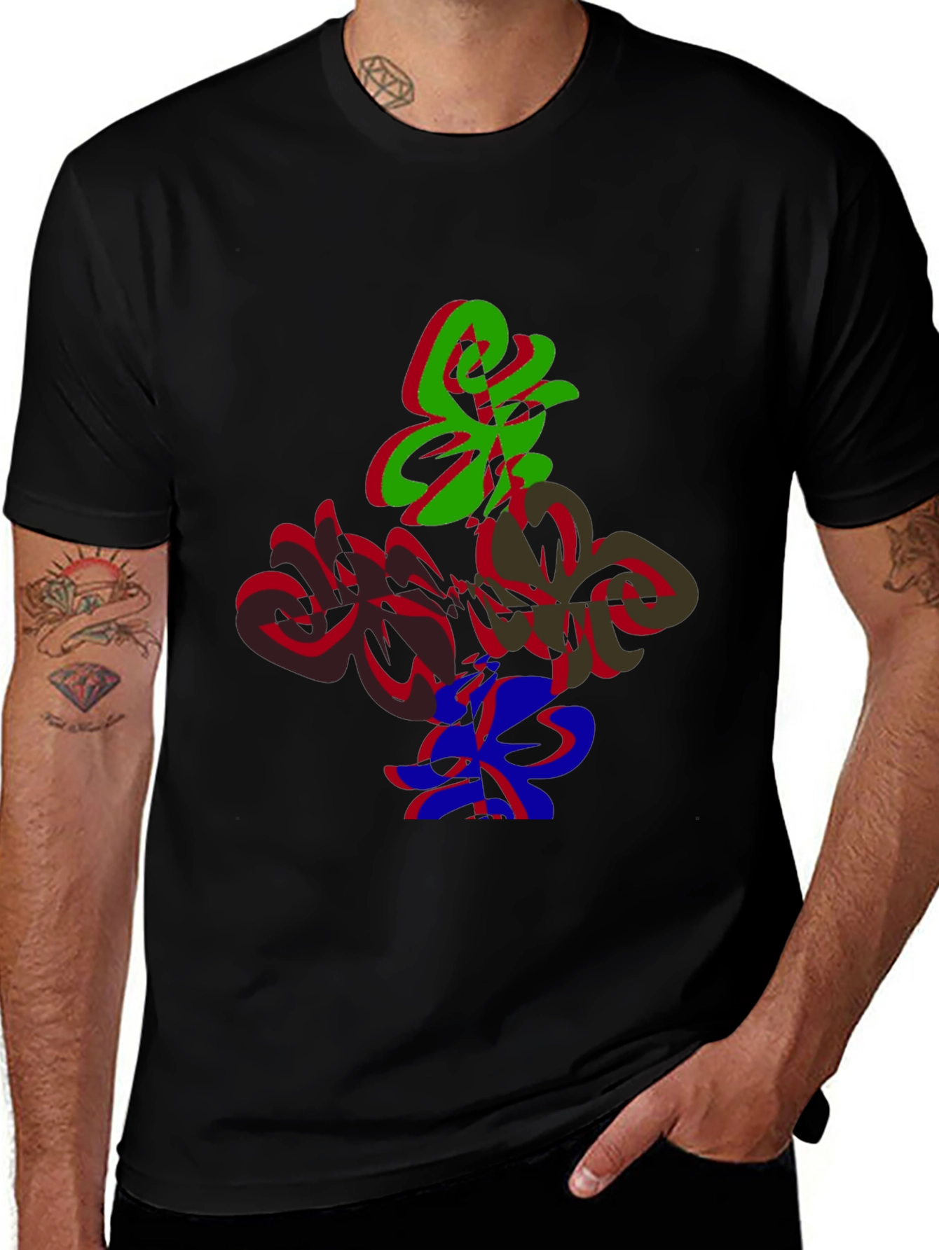 Abstract Graphic Print Crew Neck Tee