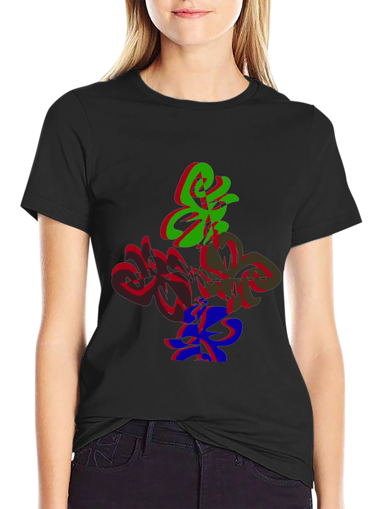 Abstract Graphic Print Crew Neck Tee