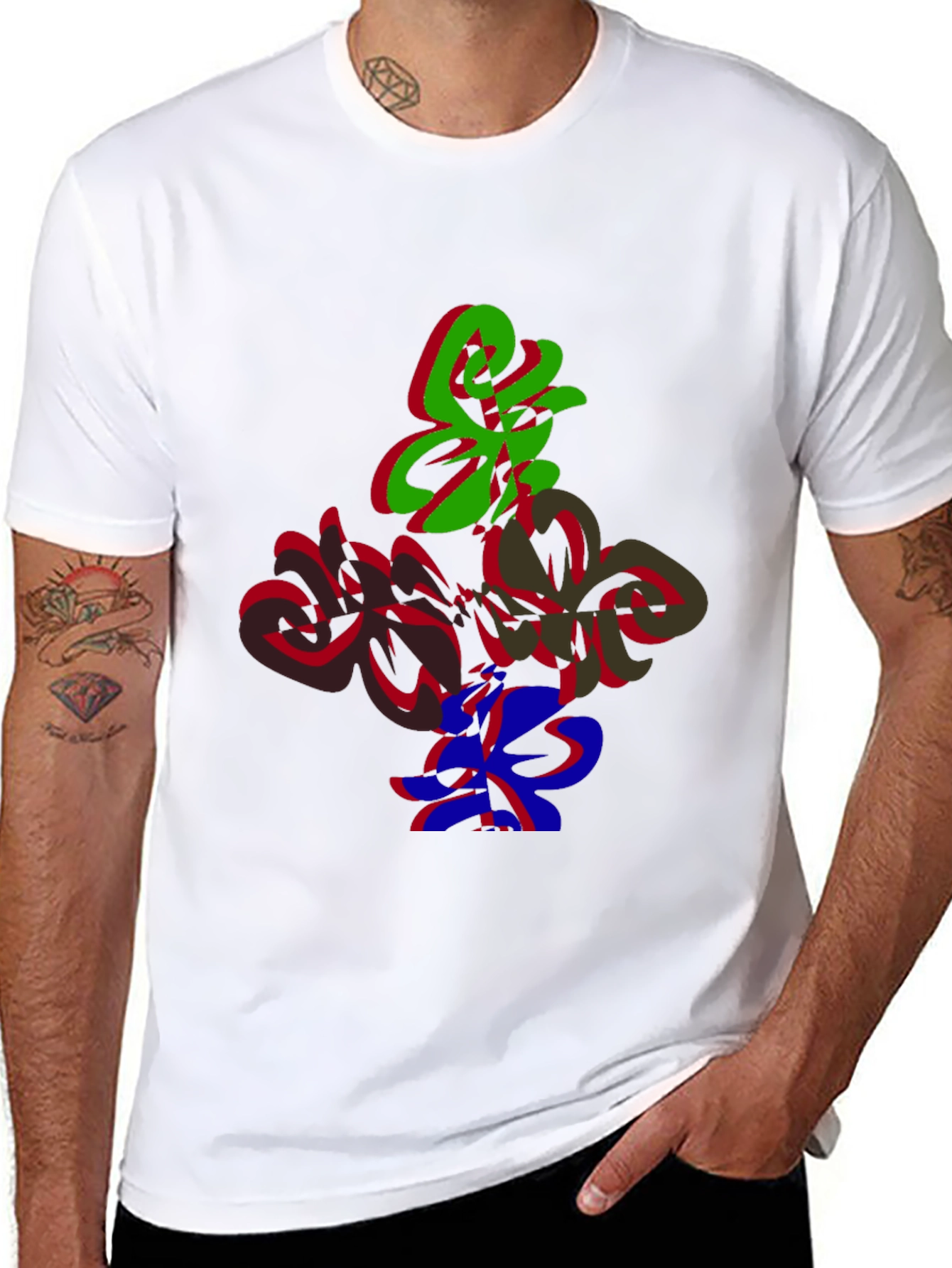 Abstract Graphic Print Crew Neck Tee