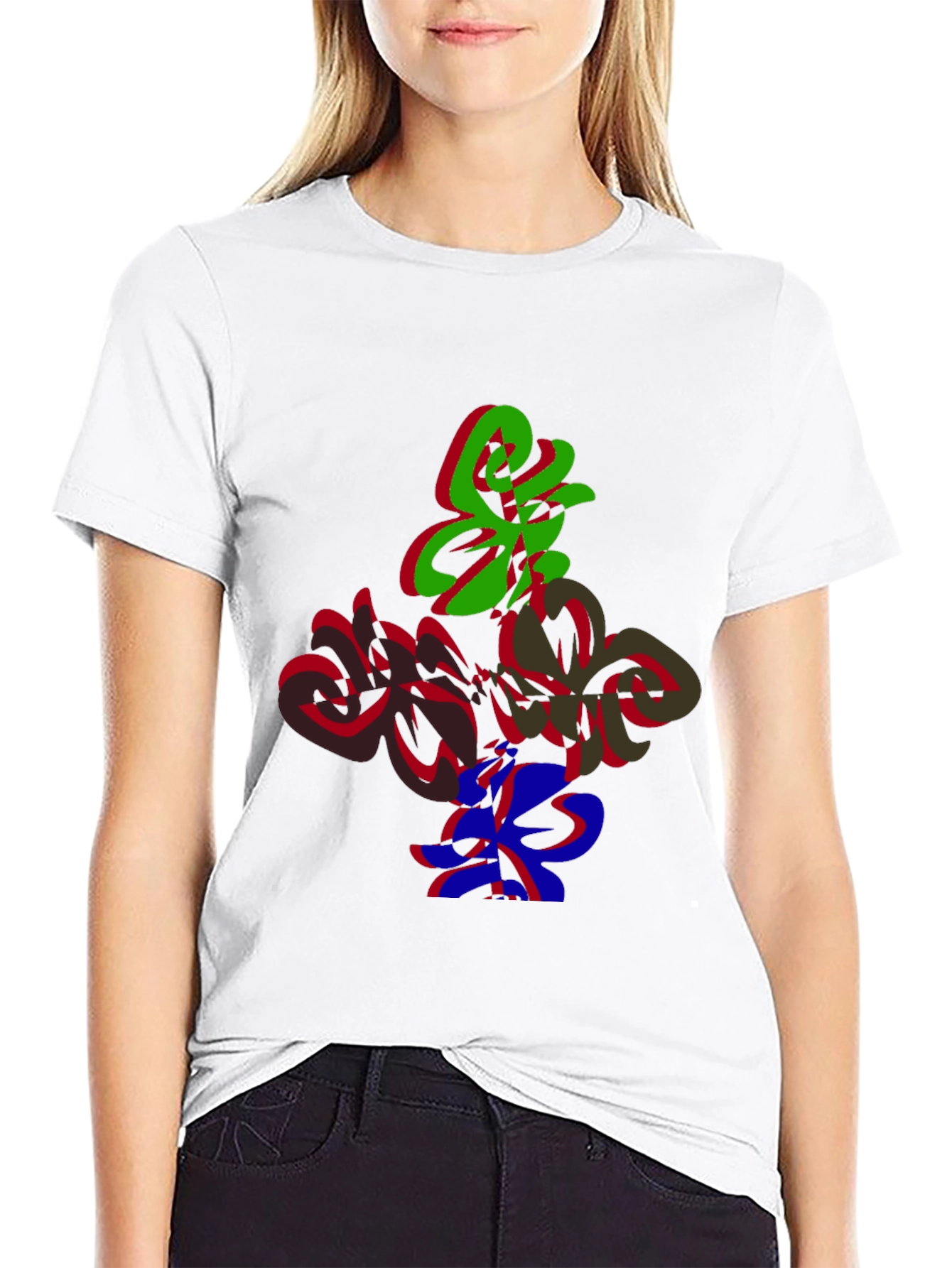 Abstract Graphic Print Crew Neck Tee