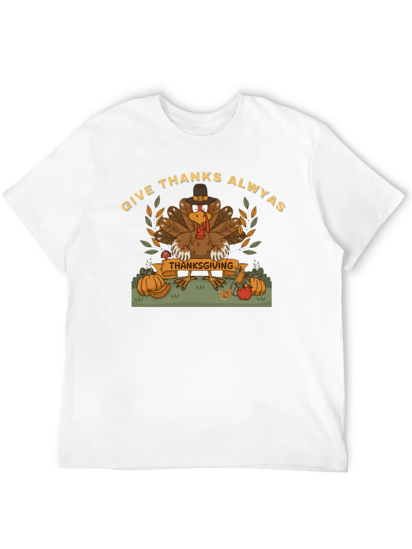 Give Thanks Thanksgiving Turkey Graphic Tee