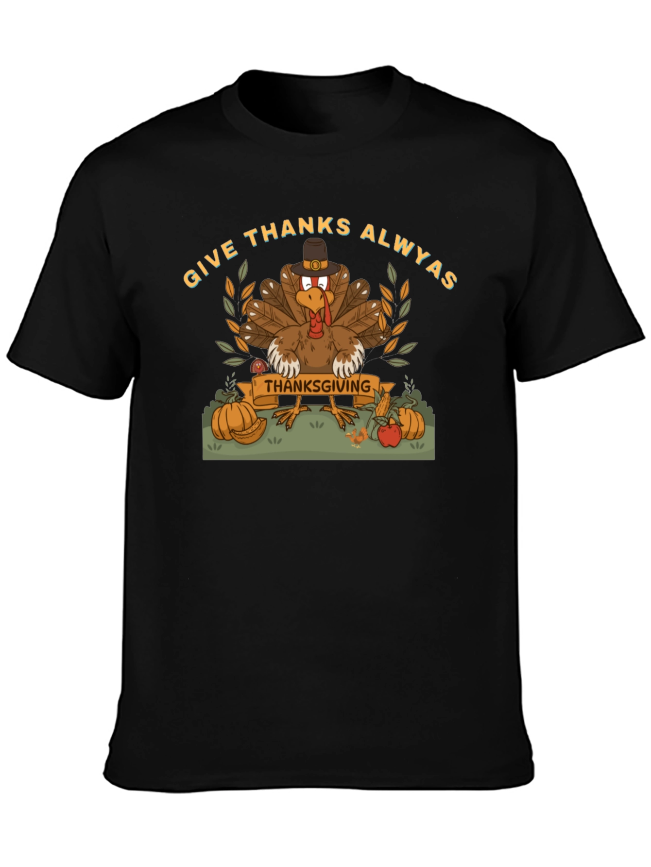 Give Thanks Thanksgiving Turkey Graphic Tee