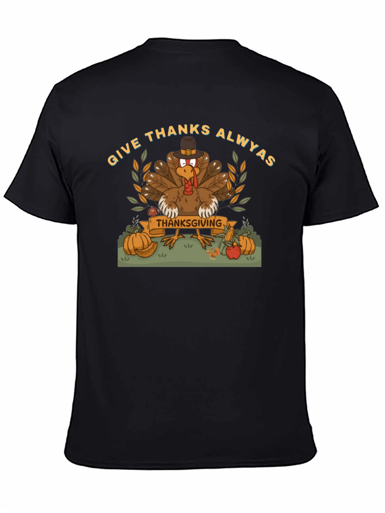 Give Thanks Thanksgiving Turkey Graphic Tee