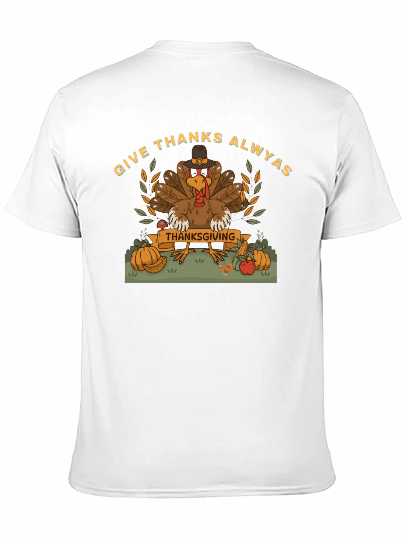 Give Thanks Thanksgiving Turkey Graphic Tee