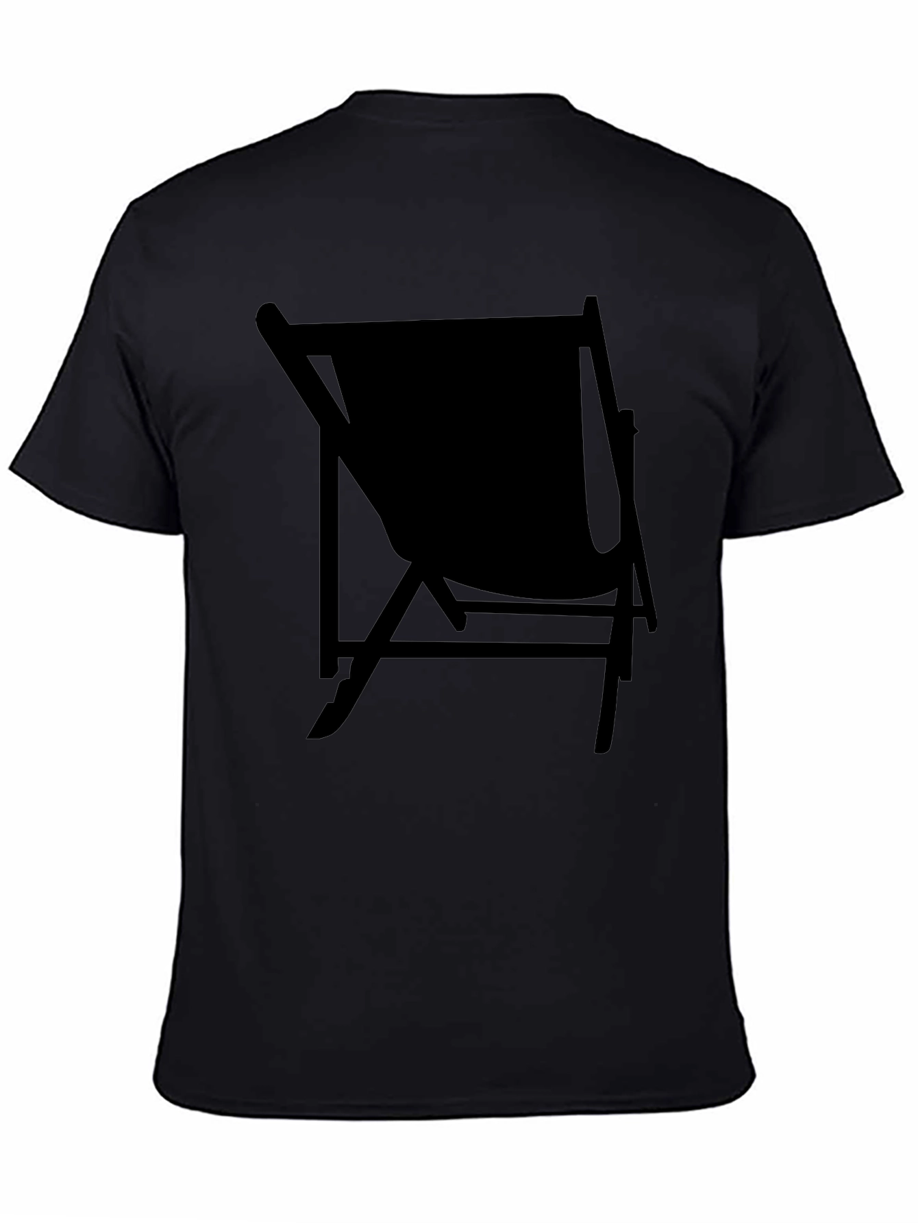 Mens Black Relaxed Fit T-Shirt with Chair Graphic