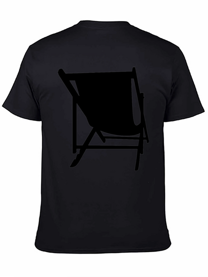 Mens Black Relaxed Fit T-Shirt with Chair Graphic