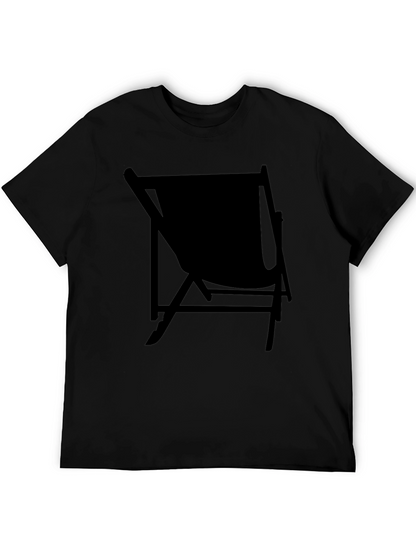 Mens Black Relaxed Fit T-Shirt with Chair Graphic