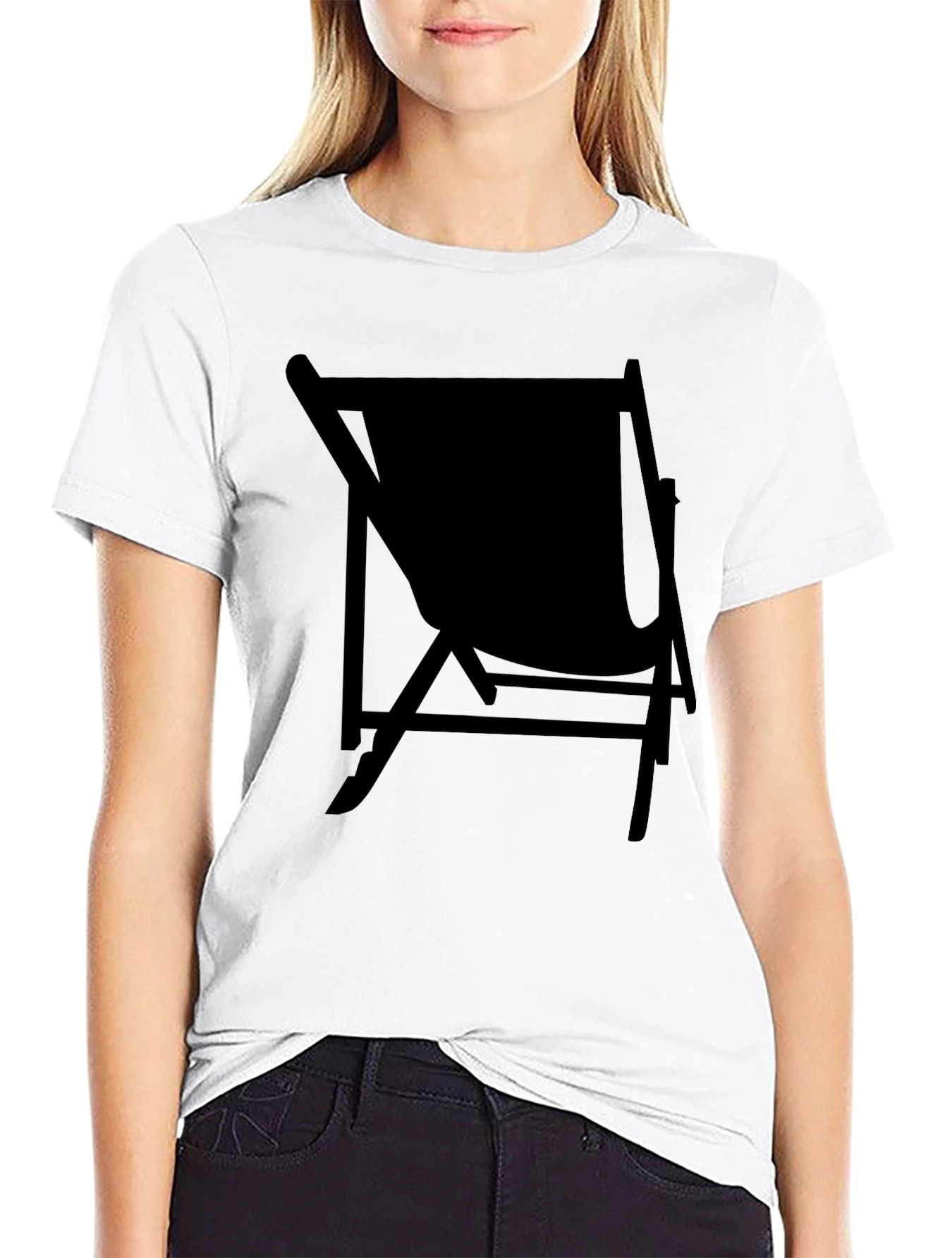 Mens Black Relaxed Fit T-Shirt with Chair Graphic