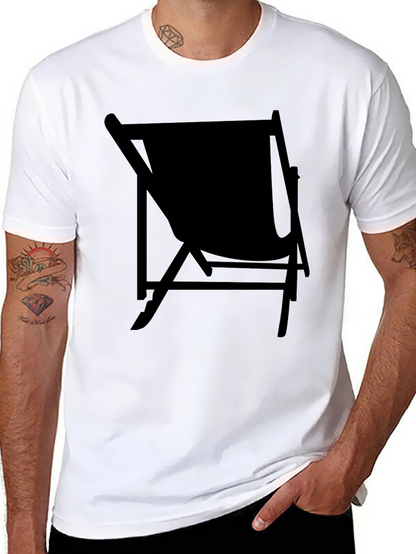 Mens Black Relaxed Fit T-Shirt with Chair Graphic