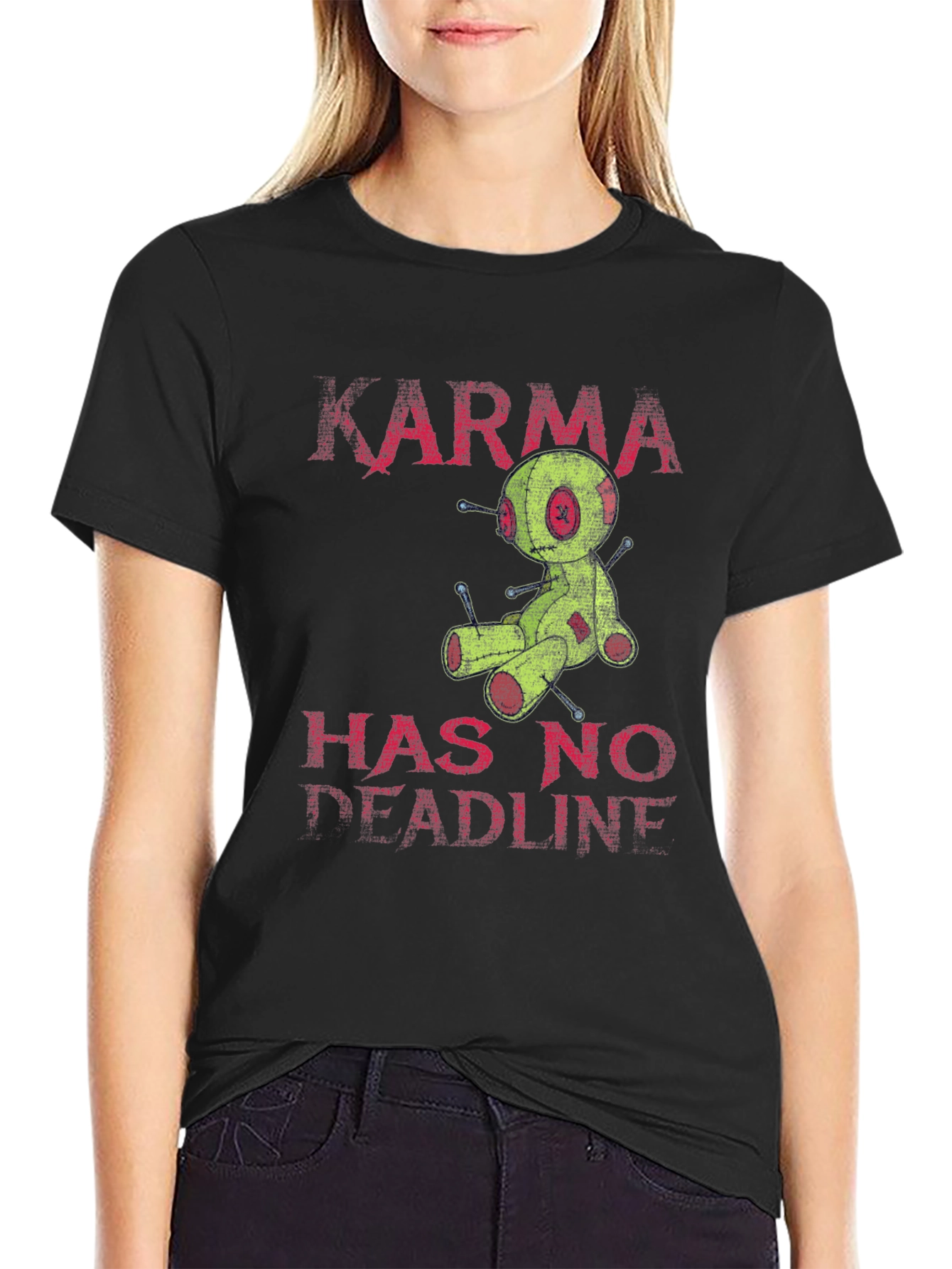 Karma Voodoo Doll Graphic T-Shirt - Mens Black Tee