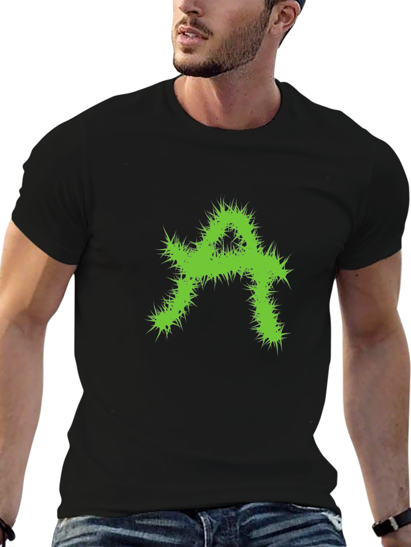 Edgy Green A Graphic Black T-Shirt