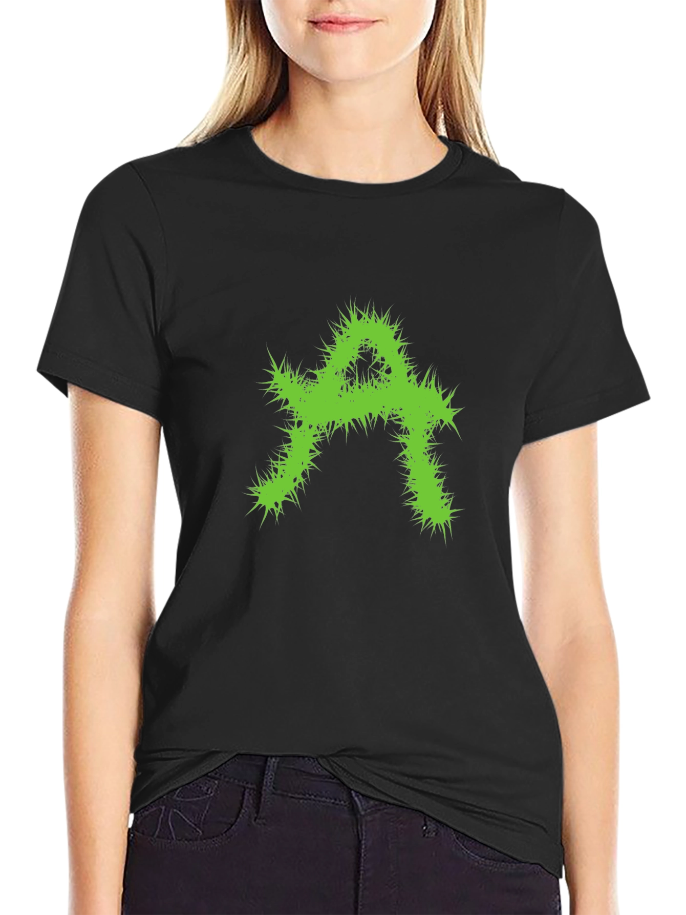 Edgy Green A Graphic Black T-Shirt
