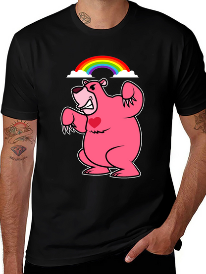 Rainbow Bear T-Shirt - Black Crew Neck