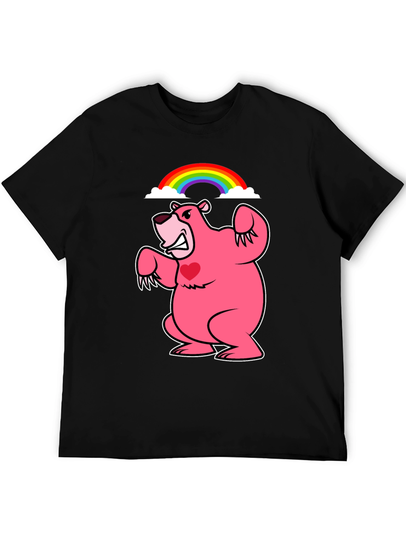 Rainbow Bear T-Shirt - Black Crew Neck
