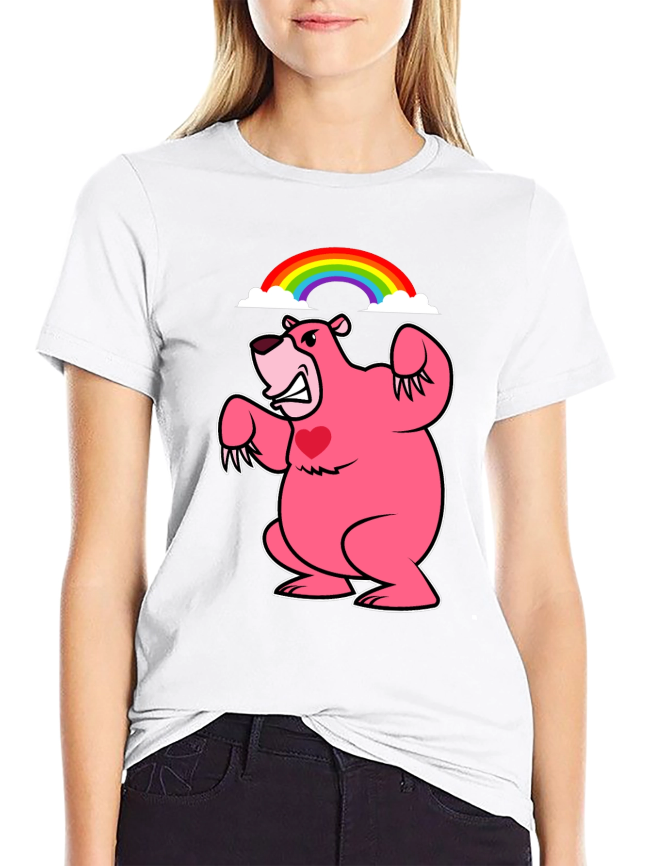 Rainbow Bear T-Shirt - Black Crew Neck